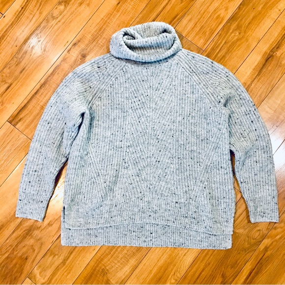 Madewell cable knit sweater ribbed knit wool grey gray winter turtleneck… - Picture 7 of 10